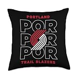 NBA - Portland Trail Blazers Stacked City Logo Black Throw Pillow