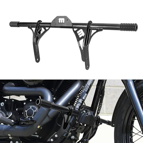 Mofun Front Engine Guard Flat-Out Bar Compatible with Harley Dyna 2006-2017, Crash Bar Fit Low Rider Super Glide Wide Glide Street Bob Fat Bob with Mid Control, Gloss Black