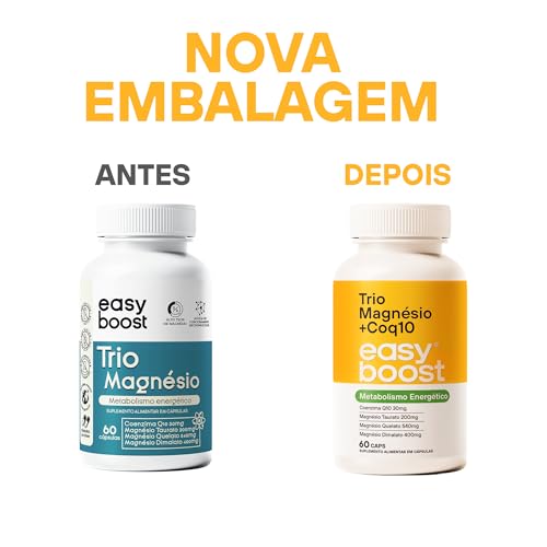Trio Magnésio Dimalato Quelato Taurato Q10 Easy Boost 60 Caps