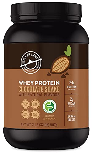 Stellar Labs Whey Protein Powder With Bcaa's & Whey Isolate | Certified Low Fodmap, Non Gmo, Gluten Free, Low Carb, Keto, With Stevia | All Natural Lean Post Workout Shakes | Chocolate #TOP30