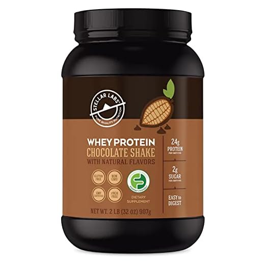 Stellar Labs Whey Protein Powder with BCAA's & Whey Isolate | Certified Low FODMAP, Non GMO, Gluten Free, Low Carb, Keto, with Stevia | All Natural Lean Post Workout Shakes | Chocolate