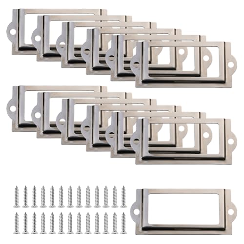 Etikettenrahmen aus Metall, für Aktenschränke, große Schubladen, Etikettenhalter, Regalhalter, Bücherregal, Etiketten, Halter, Schilder, Etiketten, Displayhalter mit 50 Schrauben für Büro, Zuhause, 25