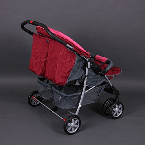 Poussette double twin rose pliable | Double assise réglable et maniable - 4