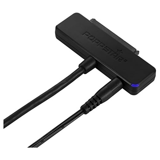Poppstar hårddiskadapter med strömförsörjningsenhet (USB 3.1 gen 1 typ A) SATA USB kabel för externa hårddiskar (SSD, HDD, 2,5, och 3,5 tum) till PC, Laptop, upp till 10Gb/s, Kabellängd 1 m