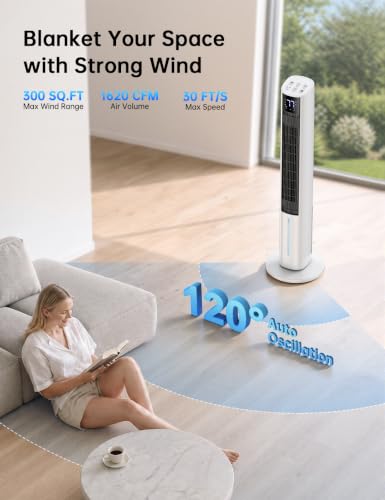 Image of 45 inch Windowless Air Conditioner for Bedroom, 25dB Ultra-Quiet Sleep Mode, 4L Dual Tank Cooling 24H, 120 Swing Swamp Cooler Air Conditioner, 12H Timer, 3 Speeds & 4Modes Evaporative Air Cooler