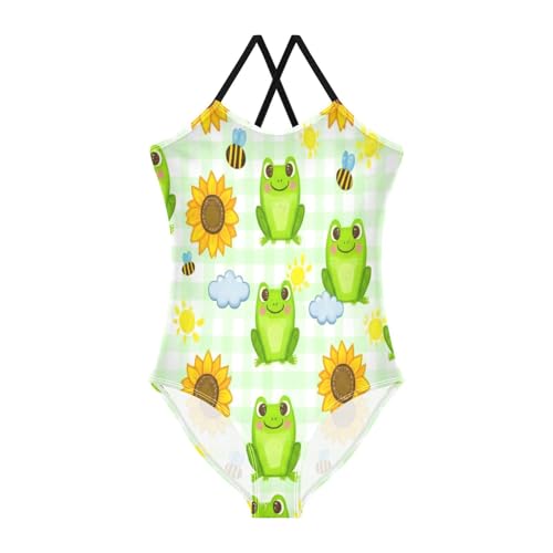 Cute Cartoon Frogs Swimwear Kids Girls, Summer Beach Bathing Suit, 3-10