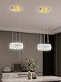 Modern LED Dimmable Crystal Chandelier 8" Ring Gold Pendant Light Fixtures for Kitchen Island Dining Room Living Room