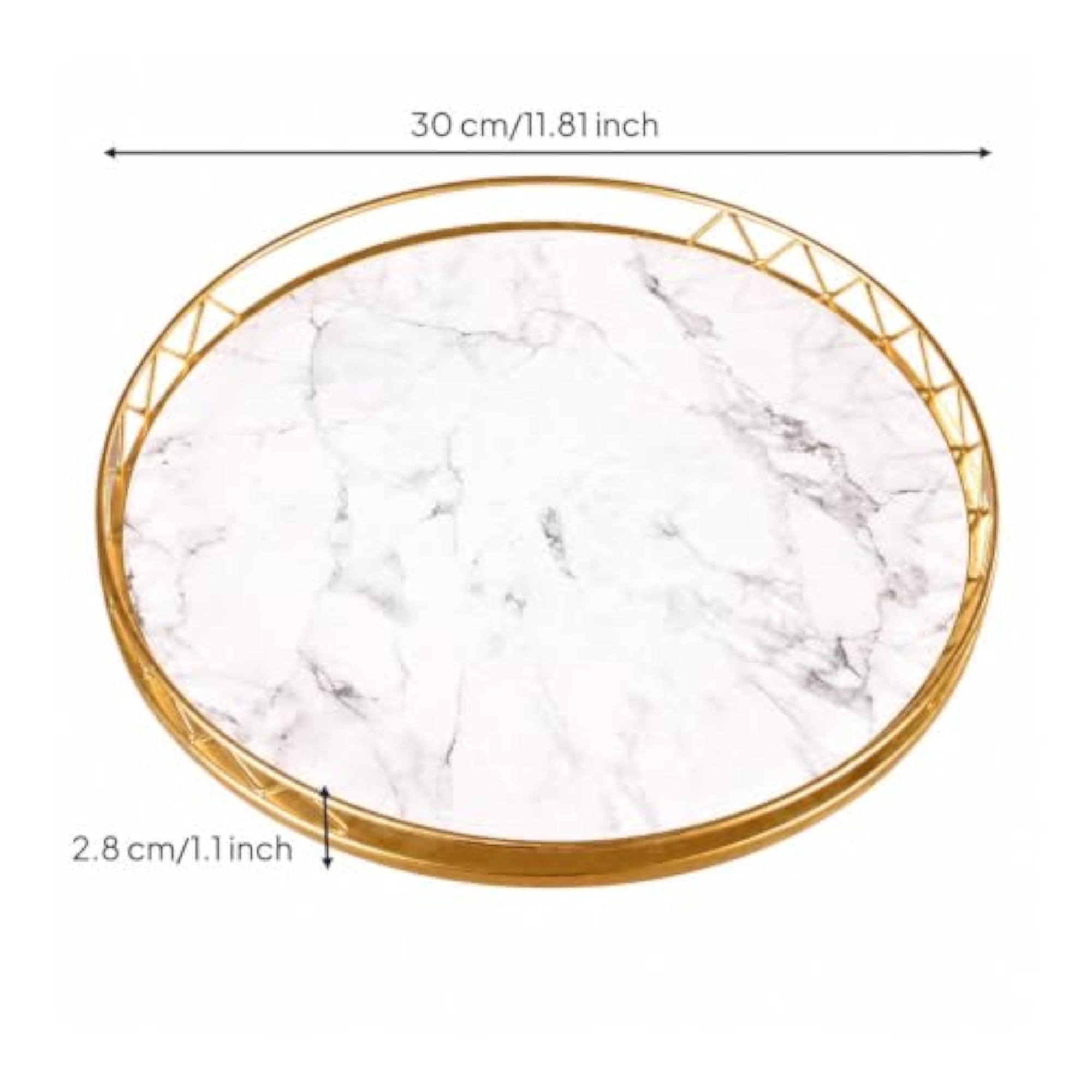 Wire-Rimmed Decorative Round Tray