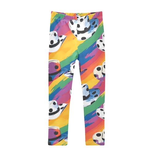 Cowboy Hat Rainbow Painting Girls Leggings Ultra Soft Compression Yoga Gym Pants for Kids 4-10T