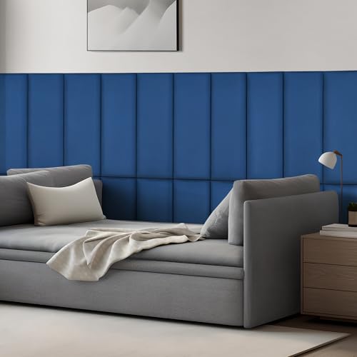 [neu.haus] Set 2 de Paneles de Pared Acolchados Carpino Cabecero Cama Decoración Hogar Paneles Decorativos para Pared Rectangulares Respaldo para Banco MDF Terciopelo 90x30 cm - Azul Marino