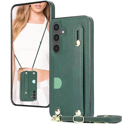 Ysnzaq Etui crossbody do telefonu Samsung Galaxy S25, wysokiej jakości skóra PU, portfel etui z uchwytem na karty, regulowany pasek na szyję, dla dziewcząt i kobiet, etui do telefonu Samsung Galaxy