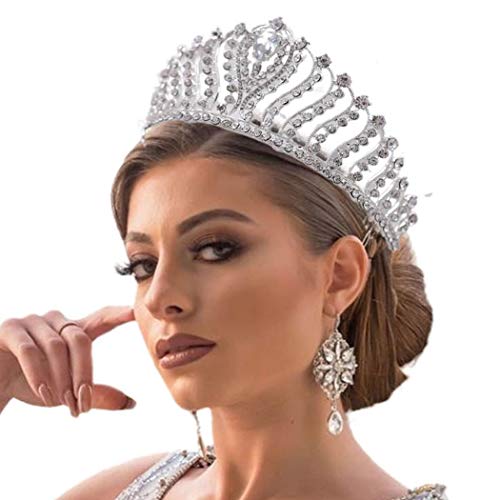 Acenail Silver Baroque Crowns Crystal Tiaras and Crowns Rhinestone Wedding Bride Queen Tiaras Bridal Hair Accessory for Women and Girls