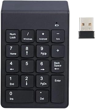 MODDESTORE Siyah USB Kablosuz Numerik Klavye Keypad, USB Al c l  Say sal Tu  Tak m , PC Laptop Notebook  in Kablosuz NumPad, Ev Ofis Muhasebe Kullan m na Uygun