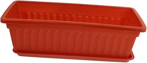 Maceta rectangular de plástico para plantas de interior, jardinería, macetas de metal, macetas de cactus con bandeja, cuenco para suculentas, para