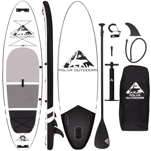 Roc Inflatable Stand Up Paddle Boards with Premium SUP Paddle Board Accessories, Wide Stable Design, Non-Slip Comfort Deck for Youth & Adults (Charcoal & Black, 10 FT)