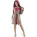 Produktbild CelinaTex Kos Damen Bademantel mit Kapuze M taupe pink Sherpa-Fleece Saunamantel kurz Morgenmantel Kapuzen-Mantel