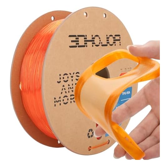 3DHojor TPU Filament 1.75mm TUP95A 3D Printer Filament Flexible Soft 3D Filament 1KG (2.2lbs) fit Most FDM 3D Printers Dimensional Accuracy +/- 0.03 mm-Transparent Orange