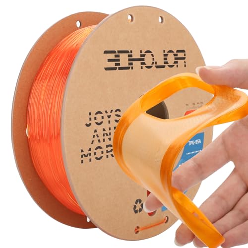 Image of 3DHojor TPU Filament 1.75mm TUP95A 3D Printer Filament Flexible Soft 3D Filament 1KG (2.2lbs) fit Most FDM 3D Printers Dimensional Accuracy + /- 0.03 mm-Transparent Orange
