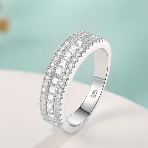 Moissanite Wedding Bands for Women Eternity Rings Round Princess Cut 925 Sterling Silver Engagement Anniversary Size 5-104