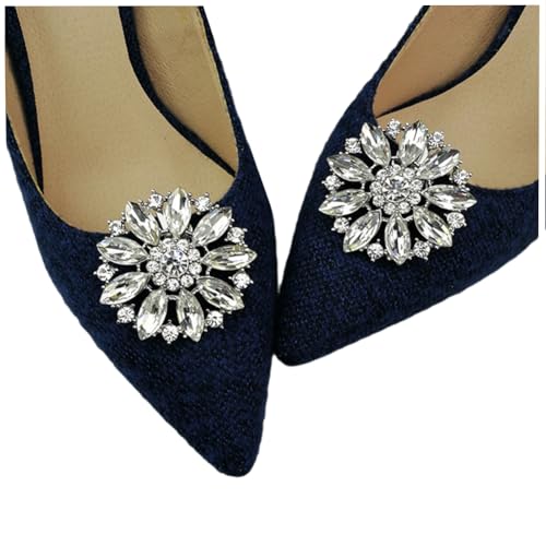 Ruihfas 2Pcs Elegant Crystal Shoe Clips Decorative Rhinestone Flower Clutch Dress Hat Shoes Decoration for Wedding Party2