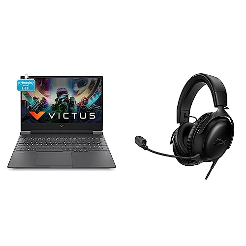 HP Victus Gaming Latest 12th Gen Intel Core i7 12650H 15.6 inch(39.6 cm) FHD Gaming Laptop & HyperX Cloud III Black