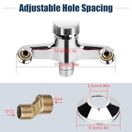 RUCUDIM 360° Drehbar Wasserhahn Küche Wandarmatur, Kalt und Heiß Einhebelmischer, Mischbatterie Küche, Wall Mounted Tap, Waschtischarmatur Waschtischmischer für Wandmontage, Schwenkarm 18CM