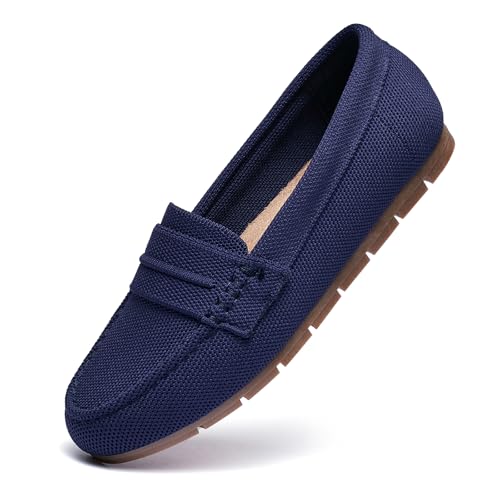 Image of Cvistpieo Loafers for Women Comfortable Dressy Casual Work Flats Lightweight & Breathable Slip On Walking Shoes Knit