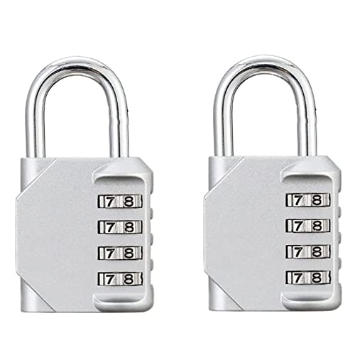 Juliyeh 2 Pcs 4 Digit Combination Padlock School Lock for Gym, Sports Locker, Fence, Toolbox,Silver