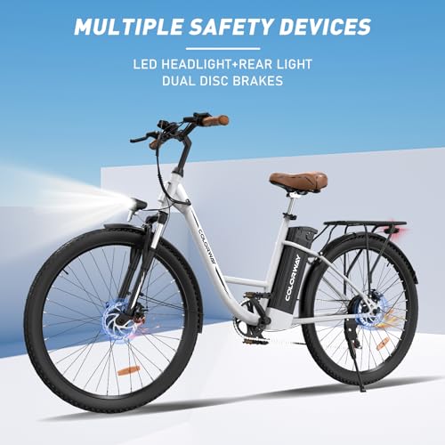 COLORWAY 28*2,0 E-Bikes, mit b&uuml;rstenlosem 250W Motor. Elektrofahrr&auml;der mit eingebautem 36V 15Ah Akku, 7 G&auml;ngen, LCD-Display, Sto&szlig;d&auml;mpfergabel.