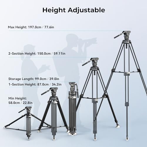 SmallRig AD-120 FreeBlazer Counterbalance Carbon Fiber Video Tripod Kit, 77\" Video Tripod with 6-Step Counterbalance, Adjust Step-Less Damping on Pan/Tilt, Dual-Mode QR Plate, Max Load 17.6lbs-4463