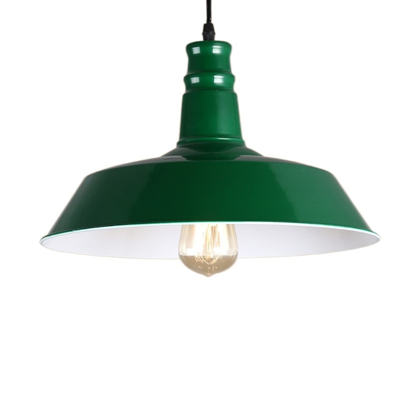 Chandelier industriel E27 en fer noir et vert rétro pour cuisine