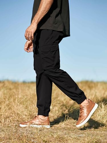 JMIERR Men's Casual Cargo Joggers Pants Stretch Elastic Waist Drawstring Tapered Sweatpants with Pockets4