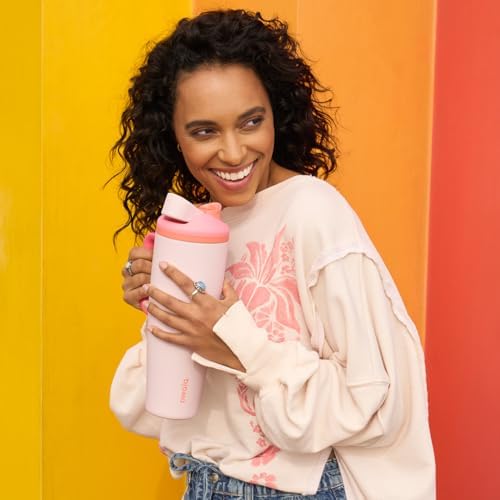 Owala FreeSip Tumbler Insulated Stainless Steel Water Bottle with Built-in Straw and Side Handle, For Travel, Work, School, and Sports, 30oz, BPA Free, Leak Proof, Rose Quartz - 5