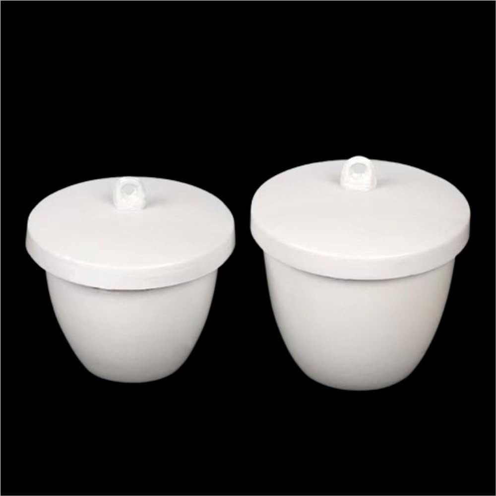 Crisol de óxido de aluminio, Crisoles de alúmina y corindón 5 piezas con tapas 100-300 ml 1200 °C for uso industrial laboratorio(200ml)