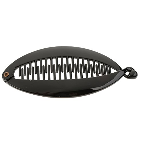 Presilha de cabelo estilo banana feminina com pente - Preta