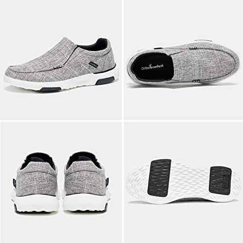 Orthocomfoot Mens Casual Shoes,Arch Support Sneakers For Plantar Fasciitis And Ankle Pain,Heel And Foot Pain Relief Boat Shoes Light Grey Size 9 #TOP1