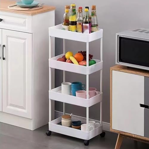 Carrinho de Armazenamento Fino, Organização da Lavanderia Com Rodas Prateleira Organizador Rack para