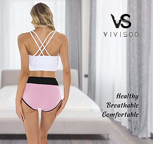 Vivisoo Women's Cotton Underwear High Waisted Hipster Cheeky Briefs Cute Ladies Panties 5-Pack X-Large #TOP2