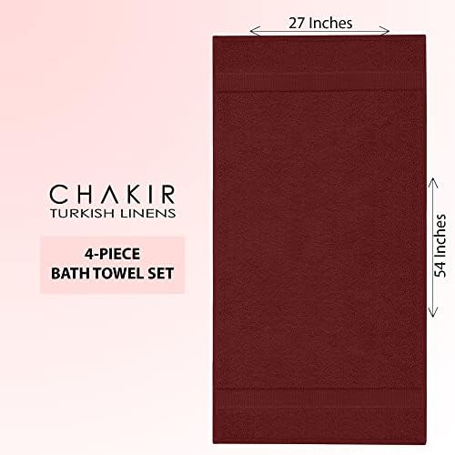 Chakir Turkish Linens 100% Cotton Premium Turkish Towels for Bathroom | 27'' x 54'' (4-Piece Bath Towels - Cranberry) — view 6
