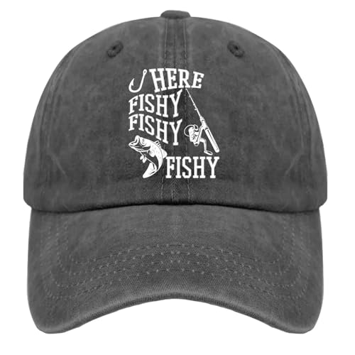 OMYOGOKNM Sombrero Pesca Divertida Aquí Sombreros de Papá Pescado Pez, Gorra Vintage para Hombres