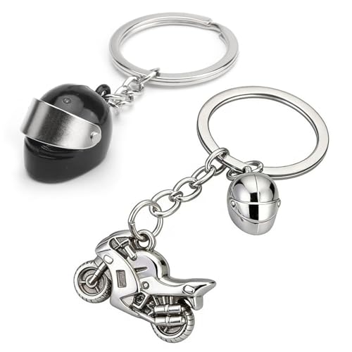 YUBBYSTU Porte clés de moto et de casque de moto, pendentif de porte-clés de voiture en métal, Cadeau Motard Mini Porte clés 3D, Pendentif pour Cadeaux...