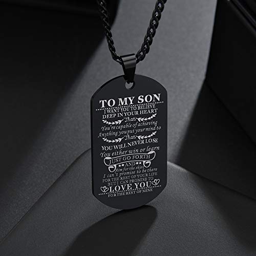 Butishop Son Gift Personalized Braided Bracelet From Mom And Dad With Dog Tag Necklace You Will Never Lose Birthday Graduation Valentines Gifts Black Stainless Steel #TOP5