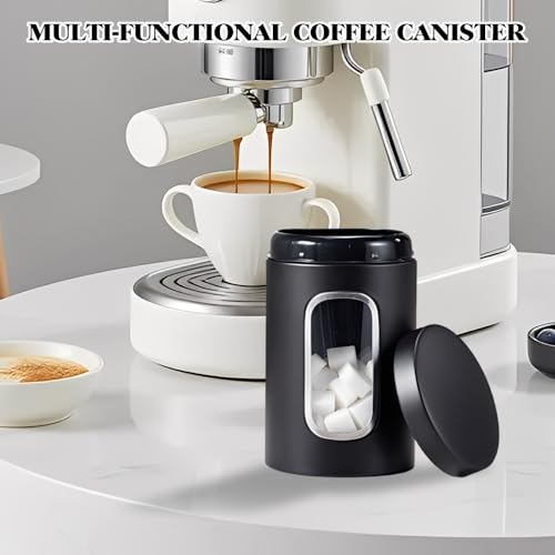 Foto von HMCEY Kaffeedose Luftdicht Edelstahl 11 X 17.3 CM,Kaffeebohnen Aufbewahrung Dose,Vorratsdose Kaffeebehälter Kaffeepulver,Coffee Beans Container,Coffee Storage Jar,Tee Behälter Metall mit Sichtfenster