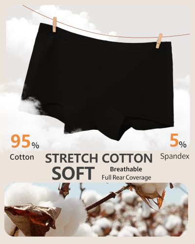Image of Women's Boyshorts Underwear Cotton, Full Coverage Panties, Womens Boyshort Boxer Briefs Breathable for Women 4 Pack