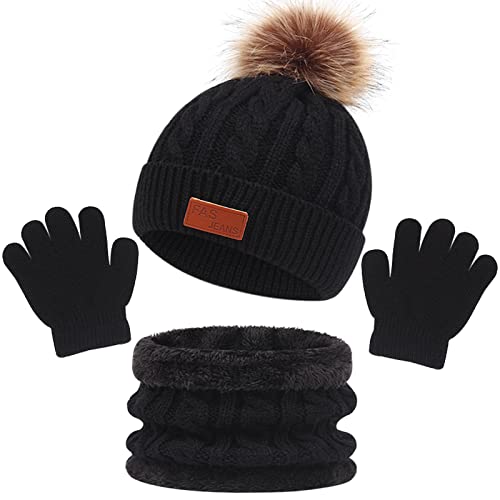 3in1 Winter Beanie Hut, Schal, Handschuhe Set, Wintermütze...