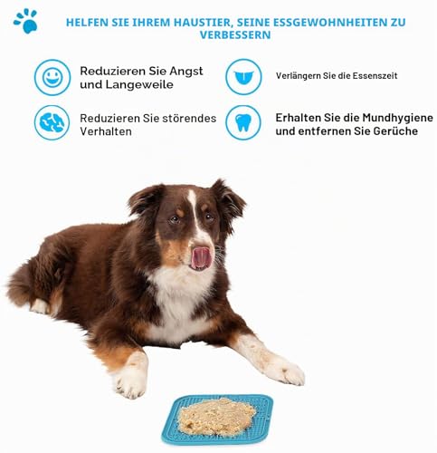 Zonopy Leckmatte für Hunde und Katzen mit Saugnäpfen, 1 Packung quadratische Leckmatte für langsame Fütterung für Hunde zur Linderung von Angst und Langeweile, Spielzeug für