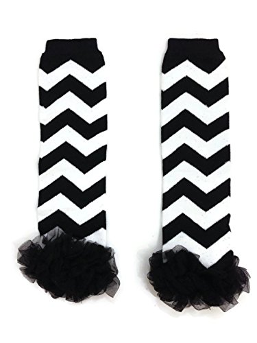 Rush Dance Chevron Zig Zag Chiffon Ruffles Baby/Toddler Leg Warmer (One Size, Black & White)