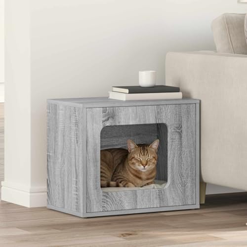 Maison pour chat moderne en bois gris 51x30x42cm - 3