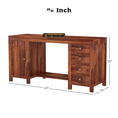 Image of Solid Sheesham Wood Study Table for Adults | Computer Table for Home | Wooden Writing Desk | Office Table for Office Work | Work from Home Table with 2 Drawers (16)