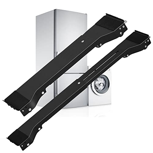 Sosayet Base Lavadora con Ruedas Más Anchas, Base Muebles Ajustable con Freno, Soporte Móvil para Lavadora, Secadora, Refrigerador, Carga 300 kg, 50 a 71cm (Negro)